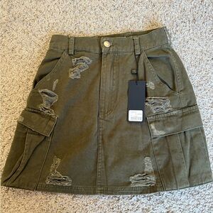 LF Carmar olive jean skirt